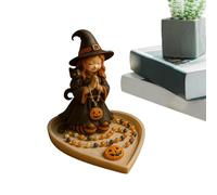 Witch Jewelry Holder | Resin Halloween Witch Statue | Necklaces Storage for Birthday Holiday Offices Desk Living Room Bathroom Bedroom Home Party