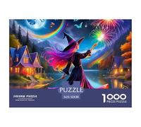 Witch Jigsaw Puzzles Puzzle for Adults Kids. 1000 Piece Moonlit Magical Scene Impossible Challenge Toy Educational Games Home Decoration for Adults& Kids Age 14 Years Up 52x38cm/1000pcs
