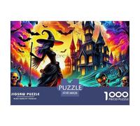 Witch Jigsaw Puzzles Puzzle for Adults Kids. 1000 Piece Spooky Village Impossible Challenge Toy Educational Games Home Decoration for Educational Games Gifts 38x26cm/1000pcs