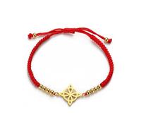 Witch Knot Bracelet Irish Trinity Celtic Knot Bracelet Handmade Braided Rope Lucky Red String Bracelet Adjustable Beaded Couple Triquetra Wiccan Amulet Jewelry (A-red)