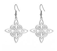 Witch Knot Earrings For Women,Stainless Steel Stylish Simplicity Celtic Knot Wiccan Symbol Drop Earrings,Witchcraft Jewelry For Teens (silver 5)