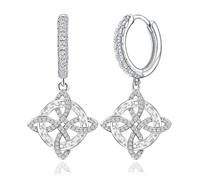 Witch Knot Earrings S925 Sterling Silver Classic Irish Knot Celtic Witch Knot Cubic Zirconia Witch Knot Irish Silver Gift for Women Men Christmas