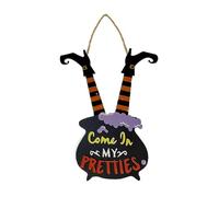 Witch Legs & Cauldron Wooden Sign Come In My Pretties Halloween Decor Hanging Wall Art for Front Door and Haunted House