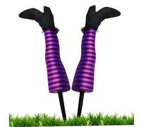 Witch Legs with Ground Stake 2Pcs Halloween Upside Down Simulation Witch Legs Wicked Festive Decorations for Yard Lawn Garden Party, Purple