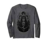 Witch Lillith Pentagram Moon Mystical Design Long Sleeve T-Shirt