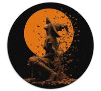 Witch Looking at The Moon at Night with Bats Rätsel Für Erwachsene || Familienspaß-Puzzles 1000pcs (67.5x67.5cm) Erwachsene