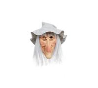 Adults Grey Witch Halloween Creepy Scary Spell Casting Mask With Hat And Hair