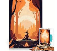 Witch Meditating in Forest Jigsaw Puzzle 1000 Piece Cognitive Fun Play Precise Interlock Structure Bonding Activity for Loved Ones (50x75cm)