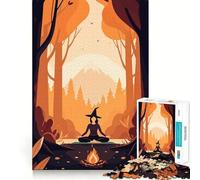 Witch Meditating in Forest Jigsaw Puzzles for Teenagers 1000 Mental Fun Game Clean Seamless Connection Engaging Way to Pass Free Hours (38x26cm)