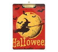 Witch Moon Happy Halloween Acrylic Social Worker clipboard Standard Letter A4 Size Waterproof for Personalized clipboards for Teachers Gold 12x9in Tabla para escribir con Clip