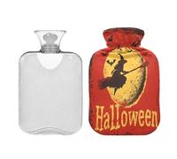 Witch Moon Happy Halloween hot Bottle Water Bag with Soft Cover 2L Water Bags for Neck and Shoulder Pain Relief Tummy Warmer Bolsa de calor para Dolor Menstrual