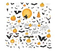 Witch Moonlight Window Clings - 9 Sheets Bat & Pumpkin Decor, Static Reusable Stickers for Halloween Glass Transformation
