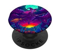 Witch Moonlit Halloween Jack-O'-Lantern Art PopSockets Adhesive PopGrip