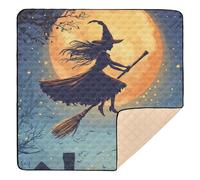 Witch Night Broomstick Large Non-Slip Baby Playmat for Indoor Outdoor Cozy Breathable Playroom Activity Mat for Babies Infants Toddlers, 50'' x 50''
