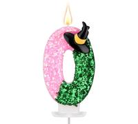 Witch Number Birthday Candles, Pink & Green Theme Number Cake Topper Birthday Cake Decoration for Anniversaries Wedding Baby Shower Party Supplies (0)