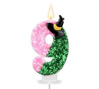 Witch Number Birthday Candles, Pink & Green Theme Number Cake Topper Birthday Cake Decoration for Anniversaries Wedding Baby Shower Party Supplies (9)