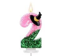 Witch Number Birthday Candles, Pink & Green Theme Number Cake Topper Birthday Cake Decoration for Anniversaries Wedding Baby Shower Party Supplies (2)