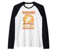 Witch On A Horse Riding Lover Girl Halloween Costume Broom Raglan Baseball Tee