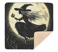 Witch on Halloween Moon Large Sturdy Baby Gym & Activity Mat for Floor Washable Tummy Time Mat for Baby Toddler Infant, 50'' x 50''