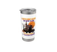 Witch On Wine She Needs A Scottish Terrier Dog Halloween Stainless Steel Insulated Tumbler