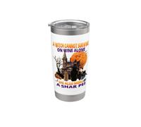 Witch On Wine She Needs A Shar Pei Dog Halloween Costume Stainless Steel Insulated Tumbler