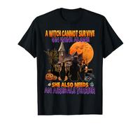 Witch On Wine She Needs an Airedale Terrier Dog Halloween Value Graphic T-Shirt