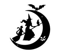 Witch Ornaments | Iron Spooky Witch Moon Pendant | Flying Witch Broom Pendant Art Decorations Halloween Wall Door Hanger for Farm