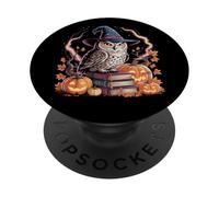 Witch Owl Pumpkin Autumn Leaves Halloween Magic Design PopSockets Adhesive PopGrip
