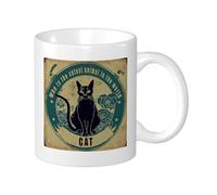 Witch Pack Of 1 Printing Mug Abstract Cat Cute Flower Plant Vintage Tin Poster Funny Word teal yellow Ceramic Light Weight Collection Living Room Lab Outdoor Office Flat Bottom With Handles 11 Ounce