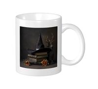 Witch Pack Of 1 Printing Mug Magic Hat Book Rose Flower Vintage Retro Neutral Aesthetic black gray Ceramic lnsulated Unspillable Kitchen School Office Pantry With Handles Tea Cups 11 Ounce