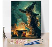 Witch Paint by Numbers for Adults, Magic Lab Adult Paint by Number Kits on Canvas, Fantasy Alchemy DIY Acrylic Painting by Numbers for Home Wall Decor 16"x20"(Frameless)