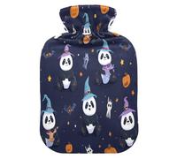 Witch Panda Pumpkin Hot Cold Water Bottle with Fleece Cover PVC Hot Water Bag 2 Liter
