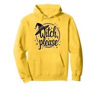 Witch Please: Magical Halloween Graphic, Pullover Hoodie, Adult Unisex, Lemon, L