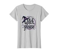 Witch Please: Magical Halloween Graphic, T-Shirt, Women, Silver, S