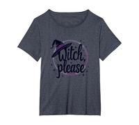 Witch Please: Magical Halloween Graphic, T-Shirt, Women's Plus, Heather Blue, 1X