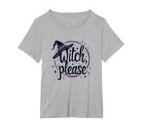 Witch Please: Magical Halloween Graphic, T-Shirt, Women's Plus, Heather Grey, 5X