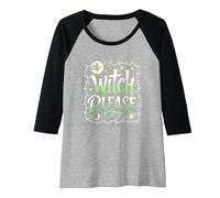 Witch Please: Magical Halloween Humor for Spellcasters Raglan Baseball Tee, Women, Black/Athletic Heather, S