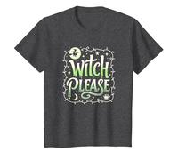 Witch Please: Magical Halloween Humor for Spellcasters T-Shirt, Kids, Dark Heather Grey, 8 Years