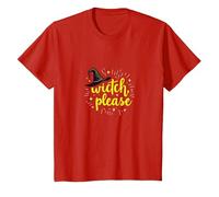 Witch, Please: Magical Halloween Humor for Spellcasters T-Shirt, Kids, Red, 4 Years