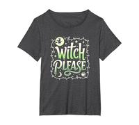 Witch Please: Magical Halloween Humor for Spellcasters T-Shirt, Women's Plus, Dark Heather Grey, 1X