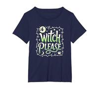 Witch Please: Magical Halloween Humor for Spellcasters T-Shirt, Women's Plus, Navy, 1X