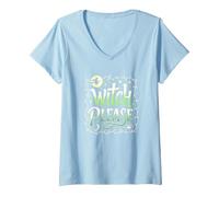 Witch Please: Magical Halloween Humor for Spellcasters V-Neck T-Shirt, Women, Baby Blue, S