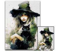 Witch Poster Watercolor Jigsaw Puzzles for Adults 1000 Difficult Puzzles for Adults for Home Decor Ideal Christmas & New Year Gift for Teenagers 1000 PCS(75x50cm)