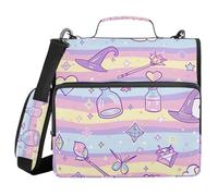 Witch Potion Cartoon 3 Rings Binder with Extra Pockets with Handle and Removable Shoulder Strap Includes Zip Pocket Documents Files Storage Bag for Office School