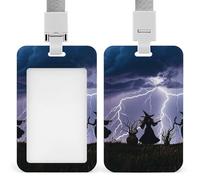 Witch Prayed Badge Holder with Lanyard - Waterproof Hard Plastic ID Card Holder Professional Name Tag Vertical ID Card Name Badge for Office Nurse Doctor Teacher