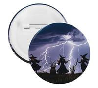 Witch Prayed Lapel Pins Round Metal Brooch Badge Cute Tie Tack Pin for Hats, Clothing, Bags Unique Fashion Accessories Gift for Men & Women, white, 1PCS