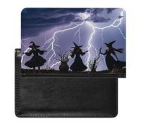 Witch Prayed Passport Holder with 3 Card Slots, Portable PU Leather Travel Wallet, Slim Protective Cover for Passport, ID, Credit Cards