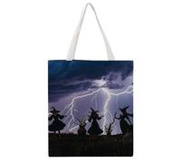 Witch Prayed Tote Bag, Aesthetic Canvas Tote Bag Reusable Grocery Shopping Bag for Women Men