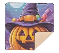 Witch Pumpkin and Candy Large Non-Slip Baby Activity Play Mat for Floor Non-Toxic Padded Baby Mat for Babies Infants Toddlers, 50'' x 50''