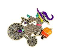 Witch Pumpkin Brooch Detailed Metal Accessory for Scarf Hat, A